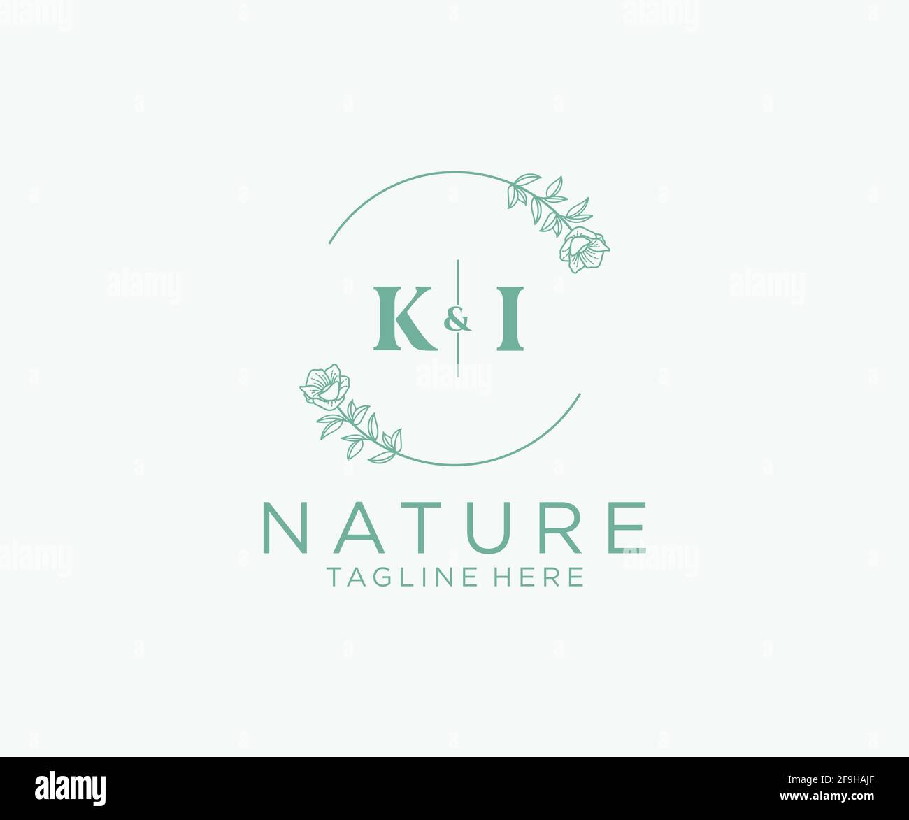 KI Letters Botanical feminine Logo Vorlage floral, bearbeitbar vorgefertigte Monoline Logo geeignet, Luxus feminine Hochzeit Branding, Corporate. Stock Vektor