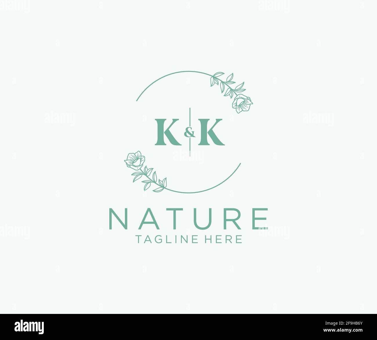 KK Letters Botanical Feminine Logo Vorlage floral, editierbar vorgefertigte Monoline Logo geeignet, Luxus feminine Hochzeit Branding, Corporate. Stock Vektor