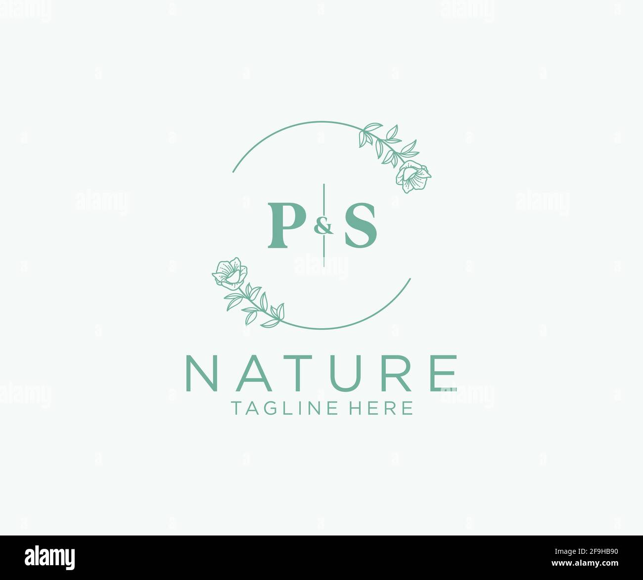 PS Letters Botanical Feminine Logo Vorlage floral, editierbar vorgefertigte Monoline Logo geeignet, Luxus feminine Hochzeit Branding, Corporate. Stock Vektor