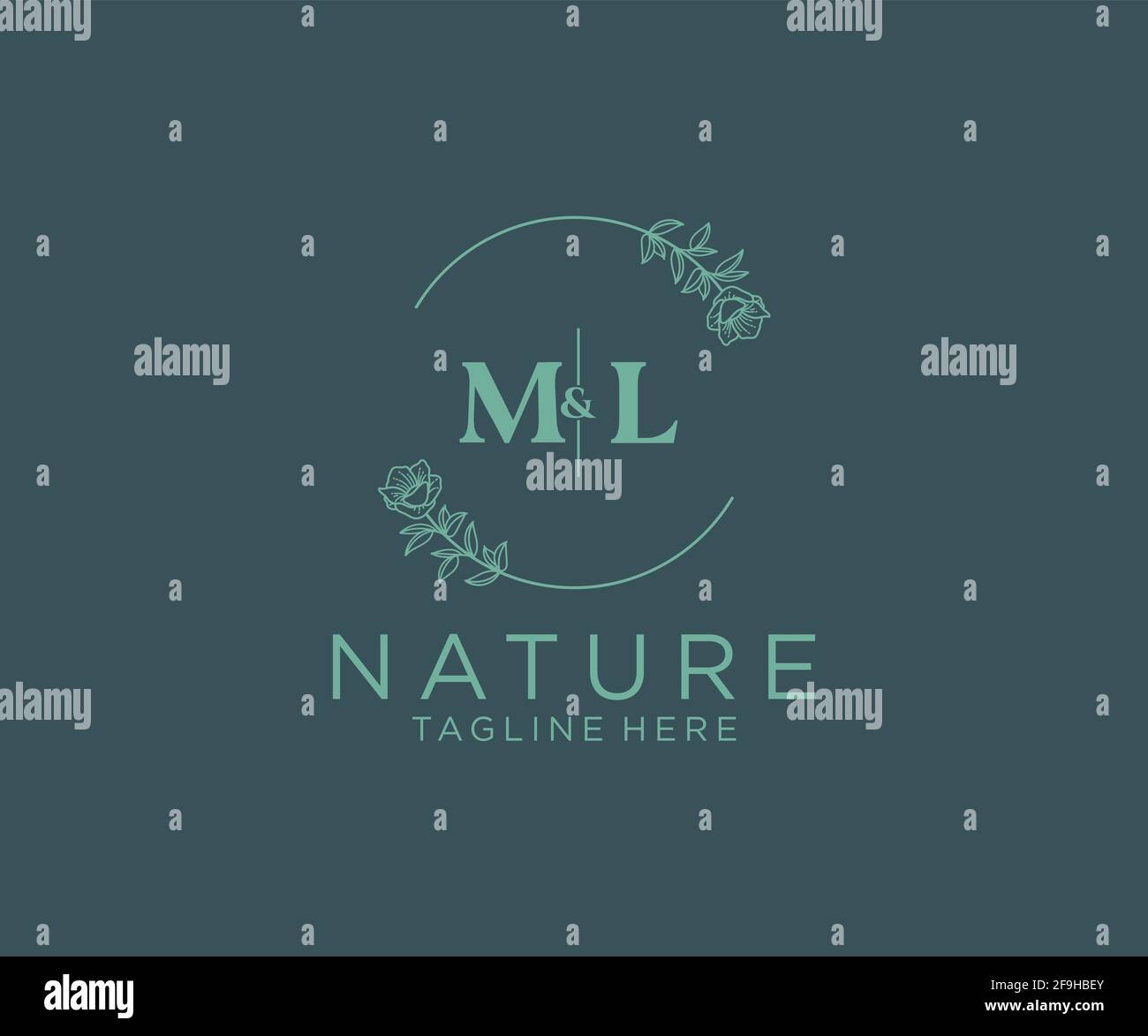 ML Letters Botanical Feminine Logo Vorlage floral, editierbar vorgefertigte Monoline Logo geeignet, Luxus feminine Hochzeit Branding, Corporate. Stock Vektor