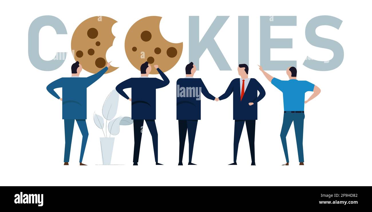 Cookies Website Datenschutzerklärung Daten Menschen suchen zusammen Stock Vektor