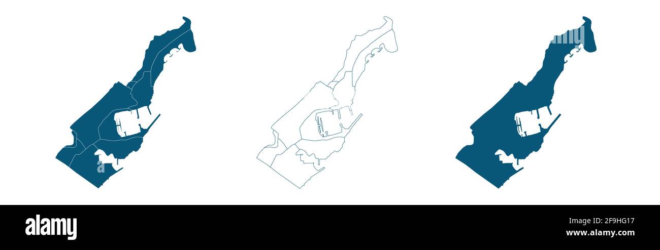 Karte von Monaco mit ausgewählten Regionen in schwarzer Farbe auf einer Weiß Stock Vektor