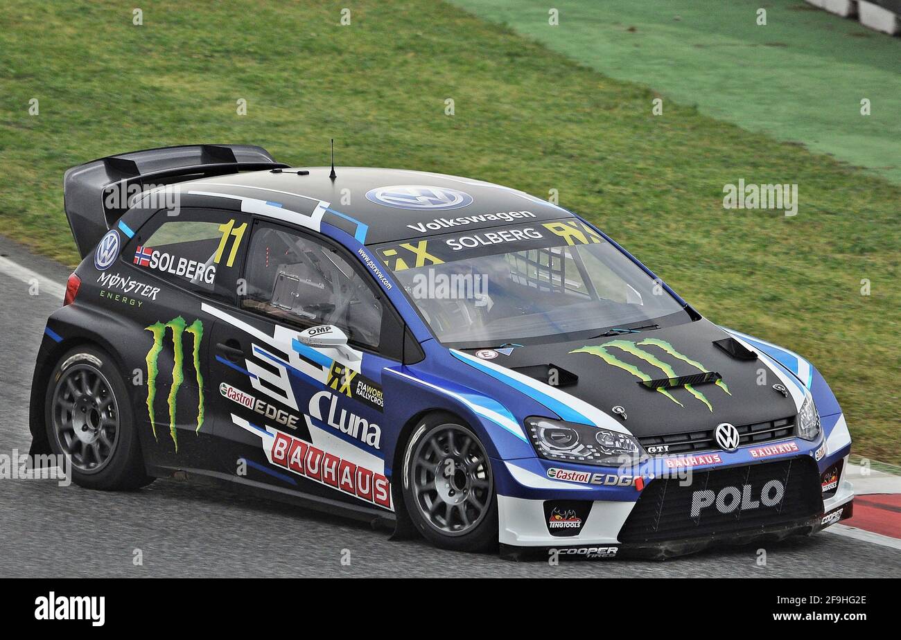 Petter Solberg mit Volkswagen Polo auf der World RX in Barcelona-Katalonien Stockfoto