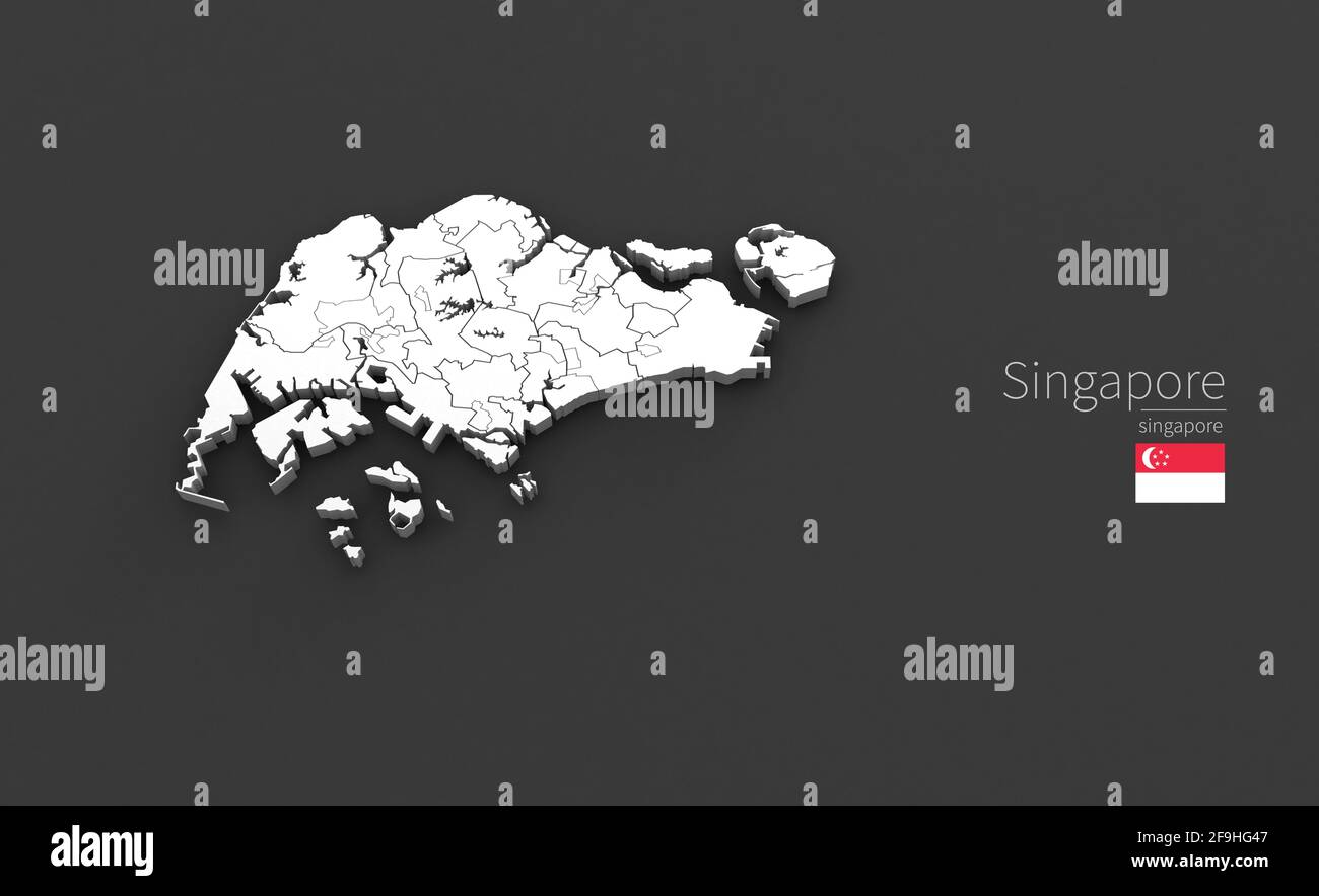 Stadtplan Von Singapur. 3D-Kartenserie von Städten in singapur. Stockfoto