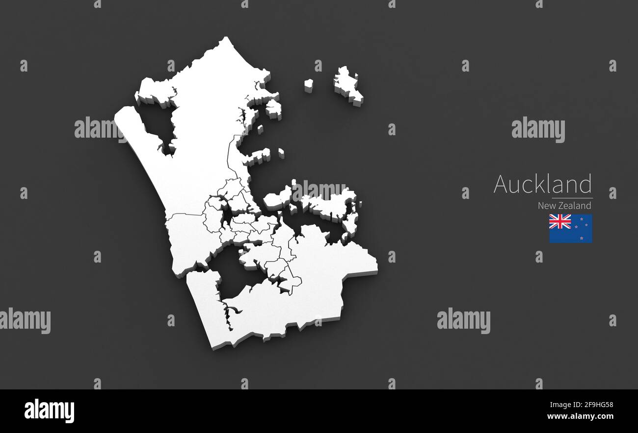 Stadtplan Von Auckland. 3D-Kartenserie von Städten in Neuseeland. Stockfoto