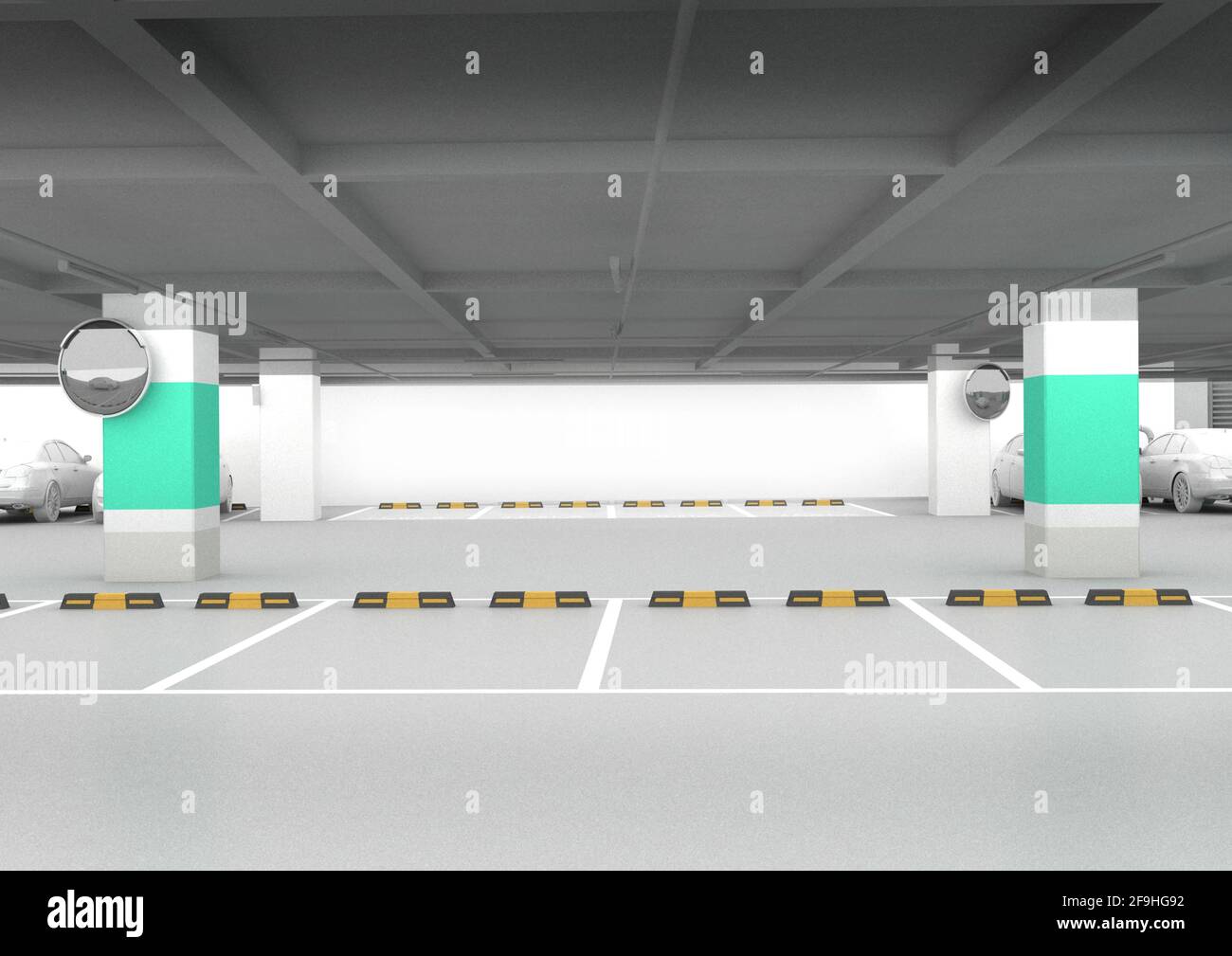 Parkplatz 3d Rendering Hintergrund. ev-Ladegerät Parkplatz. Parkplatz. Stockfoto