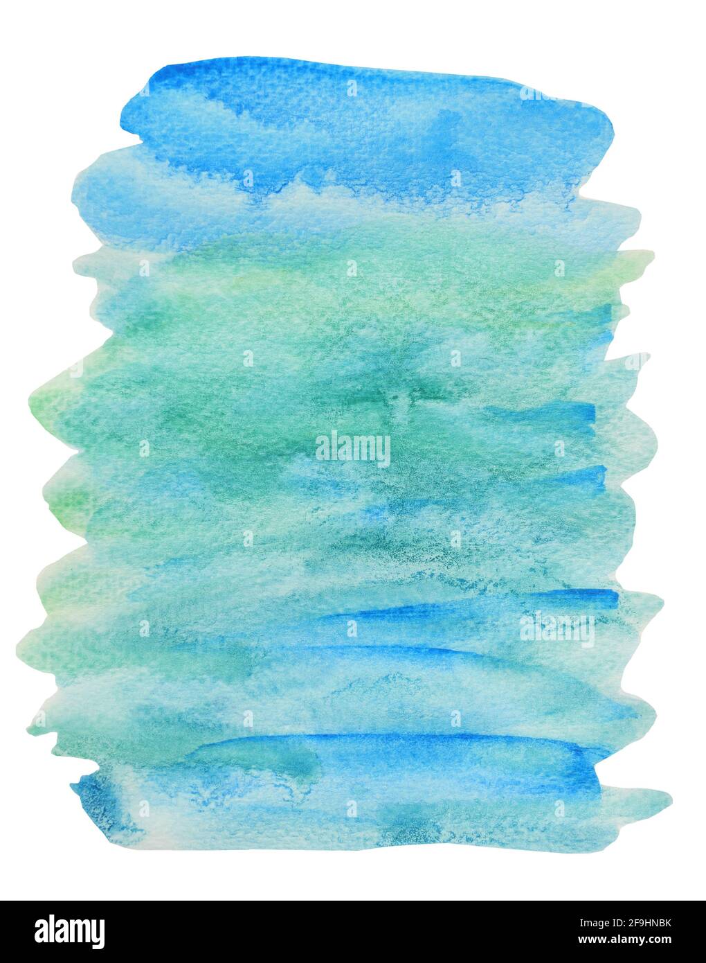 Abstrakter Hintergrund und Texturmuster blau und grün Farbfluss auf weißem Hintergrund, Illustration Aquarell Handzeichnung und gemalt auf Papier Stockfoto