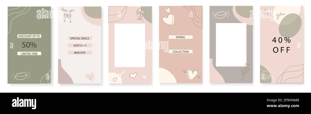 Vektor-Set von abstrakten kreativen Hintergründen in minimalem trendigen Stil Mit Platz für Text und Foto - Design-Vorlagen Für Social-Media-Geschichten und Stock Vektor