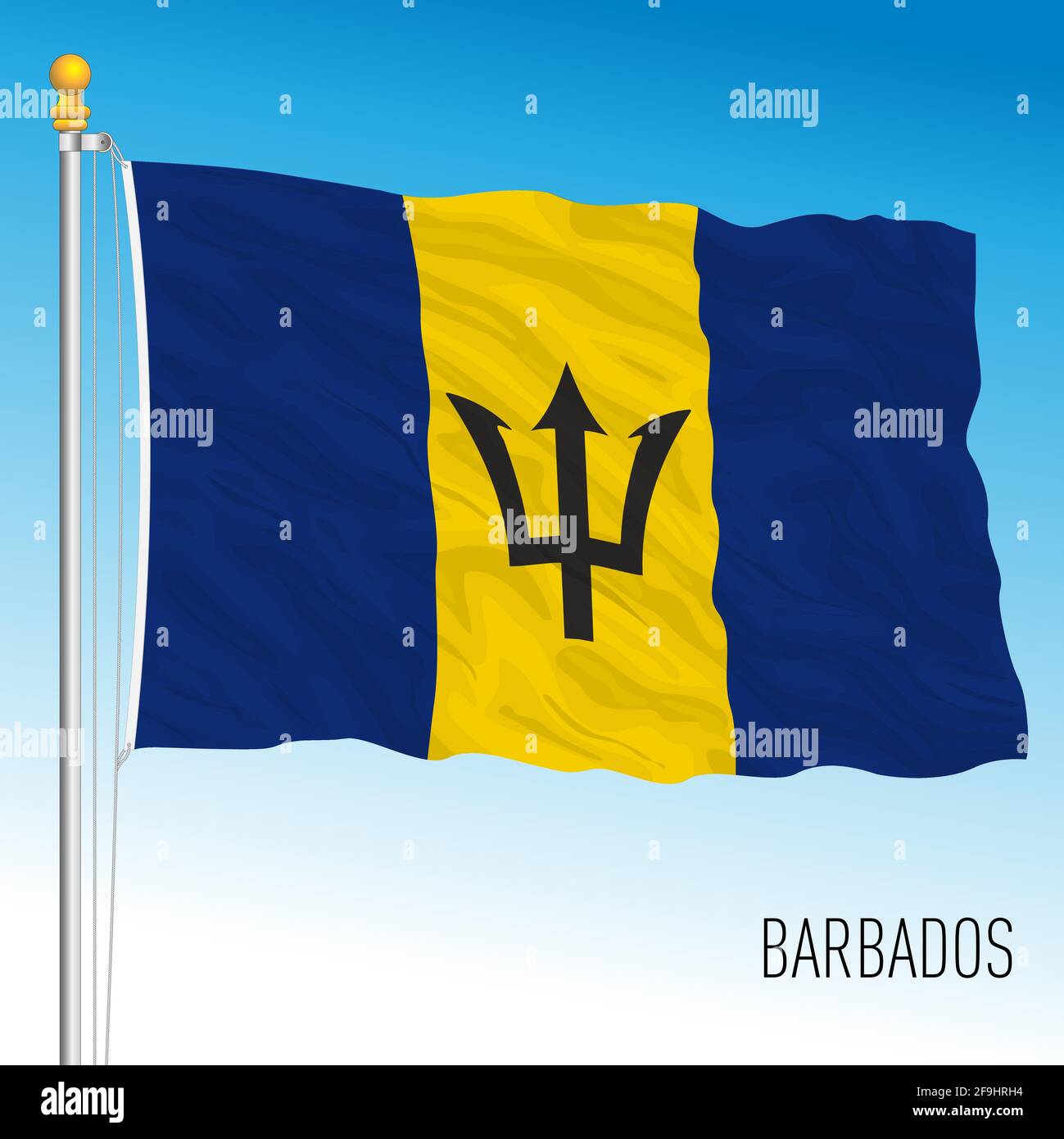 Offizielle Nationalflagge von Barbados, karibisches Land, Vektorgrafik Stock Vektor