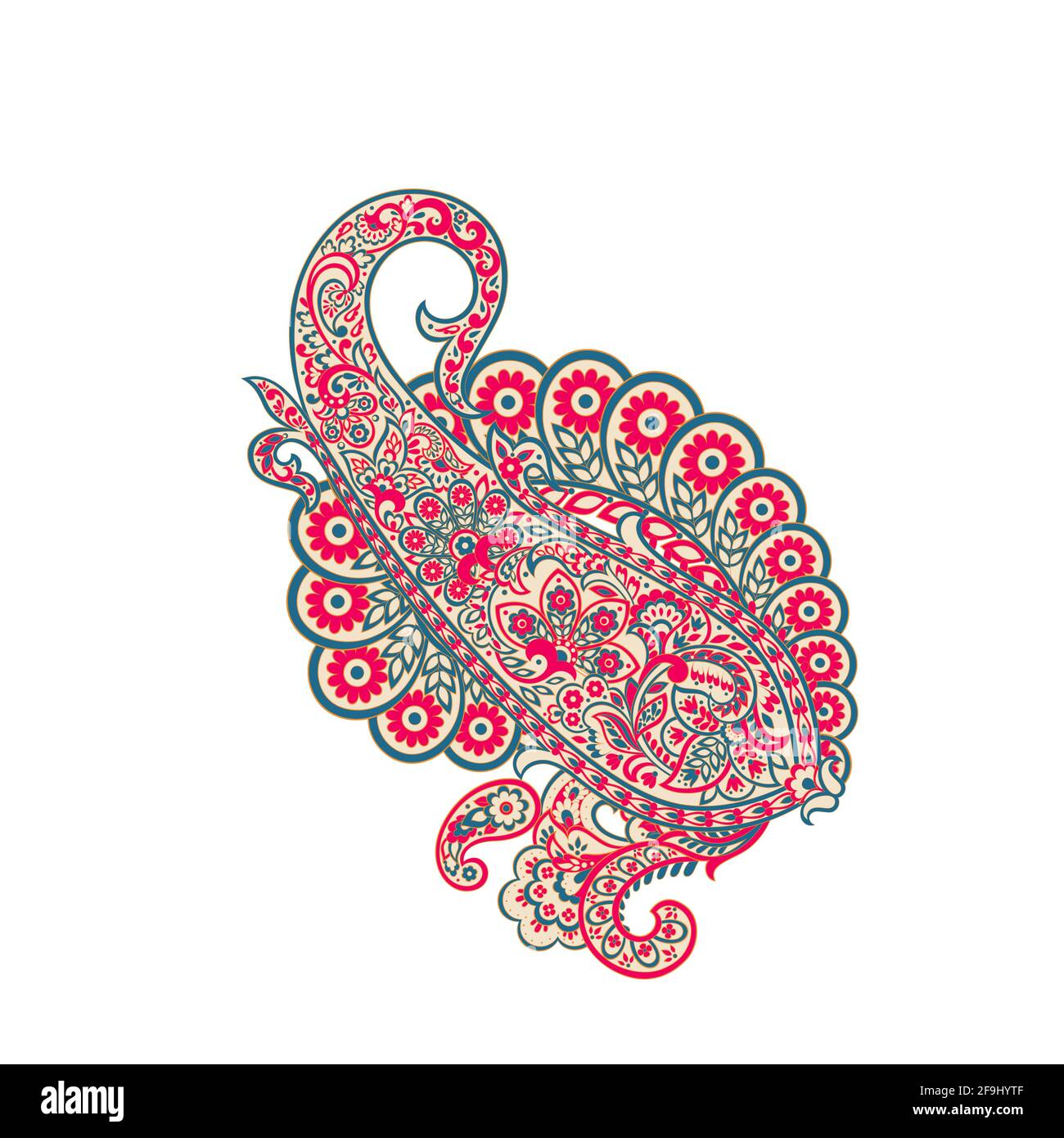 Paisley Vektor isoliertes Muster. Vintage florale Illustration im Batik Stil Stock Vektor