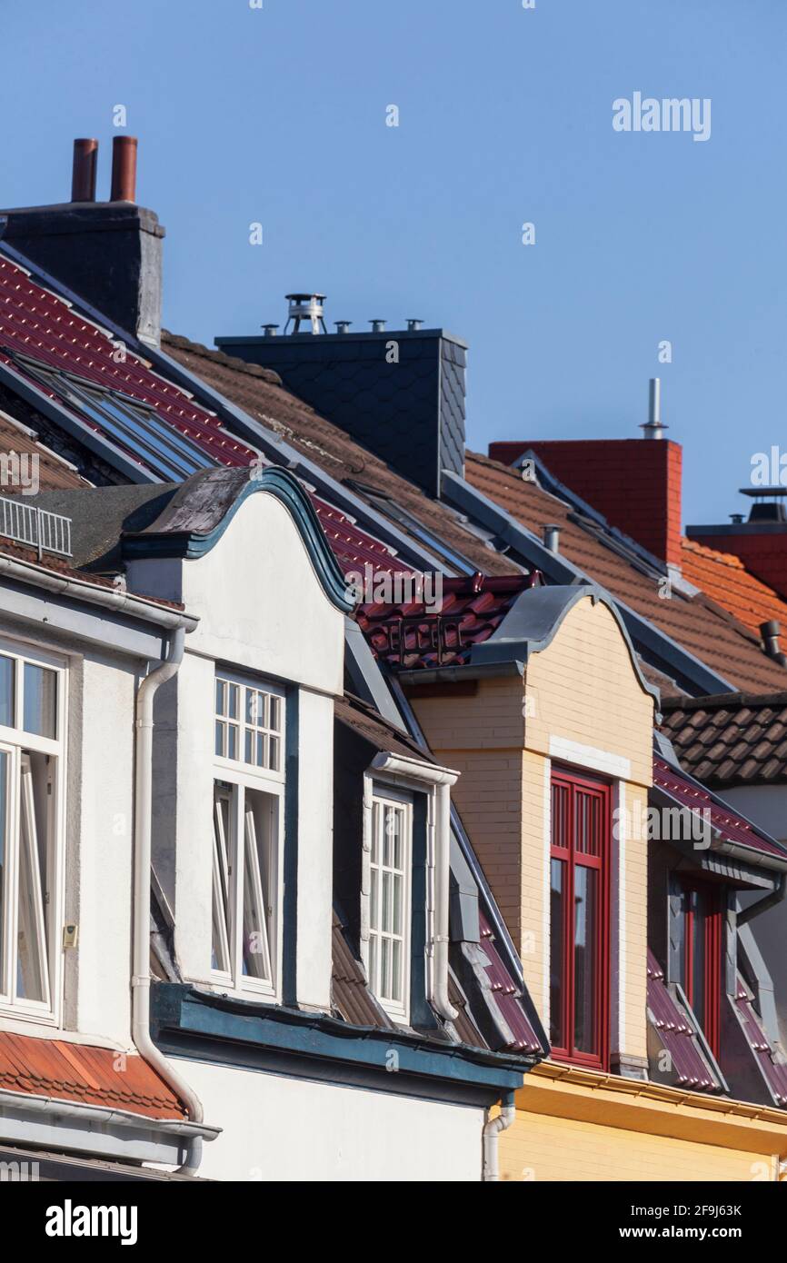 Dachgeber, Häuserzeile, Reihenhäuser, Wohnhaus, Bremen, Deutschland Stockfoto