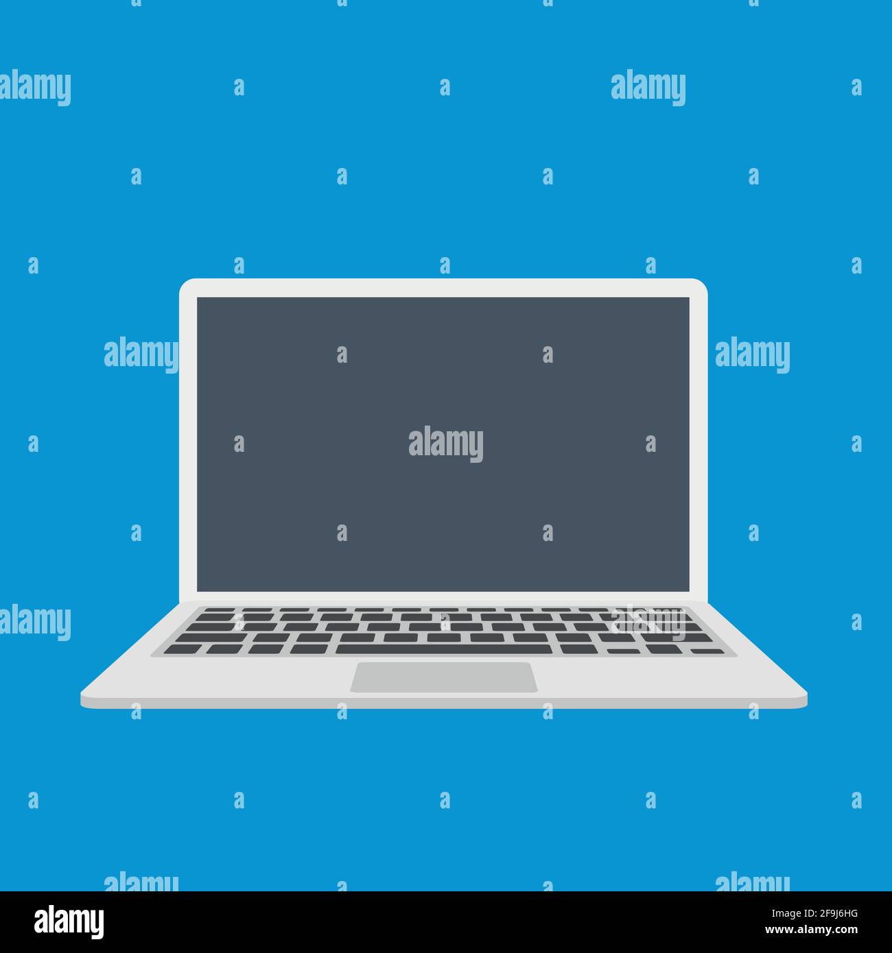 Flaches Notebook auf blauem Hintergrund isoliert. Vektor Stock Vektor