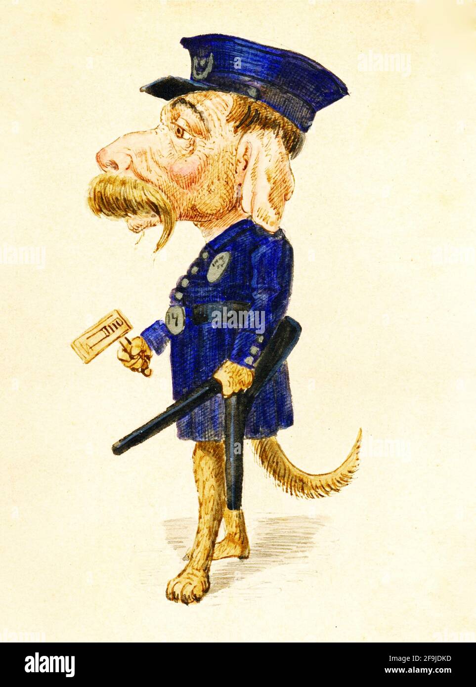 Charles Briton Kostümdesign für die Mistick Krewe of Comus New Orleans Mardi Gras Feiern von 1873 - Bloodhound. Stockfoto
