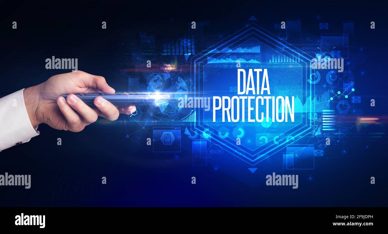 Handgriff für drahtlose Peripheriegeräte, Cyber-Sicherheitskonzept Stockfoto