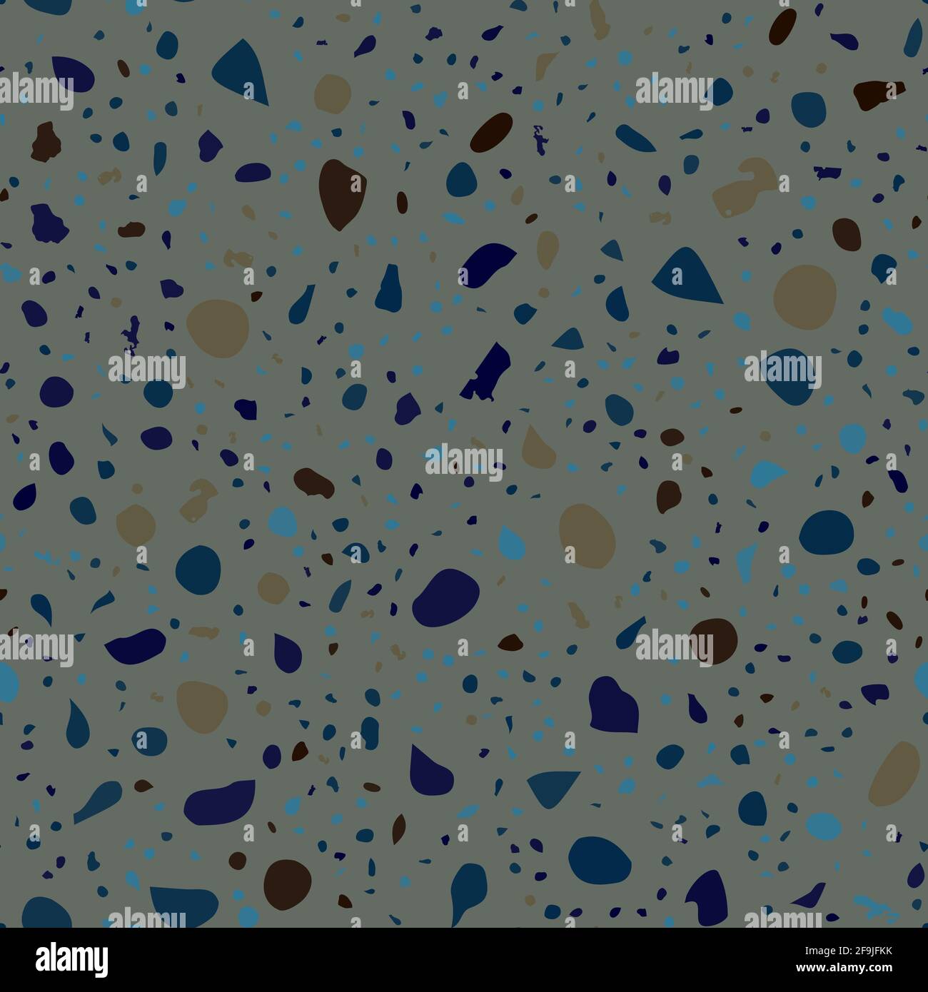 Terrazzo-Nahtloses Muster. Braune klassische Bodenstruktur. Kräftiger Hintergrund aus Natursteinen, Granit, Quarz, Marmor und Beton. Positives Meer Stock Vektor