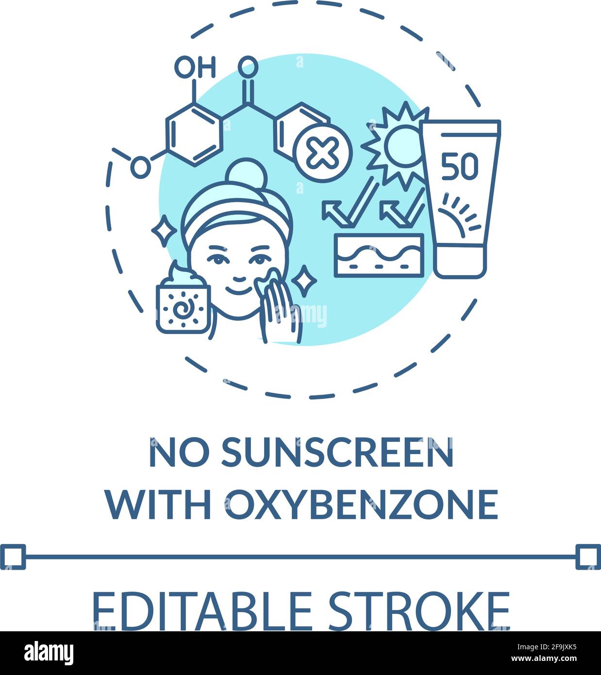 Kein Sonnenschutz mit Oxybenzone-Symbol Stock Vektor