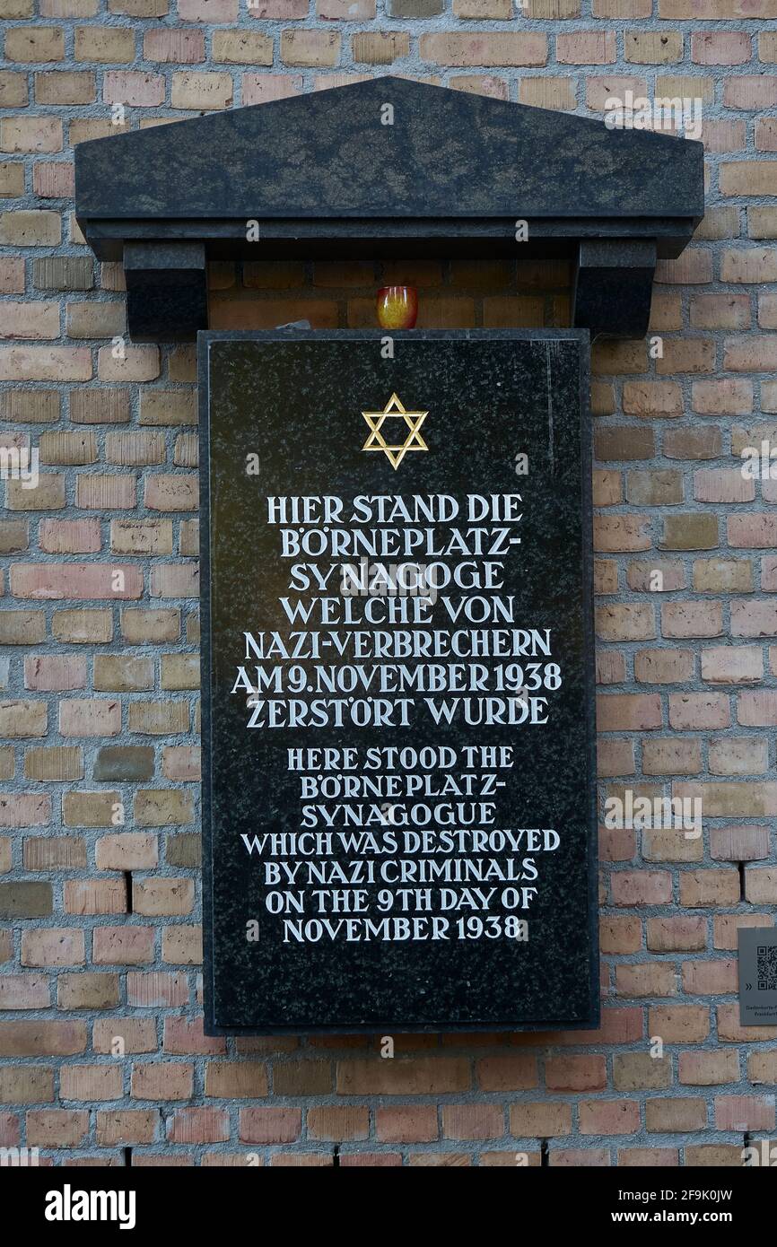 Gedenktafel, Börneplatz-Synagoge, Börneplatz, Frankfurt am Main, Hessen, Deutschland Stockfoto