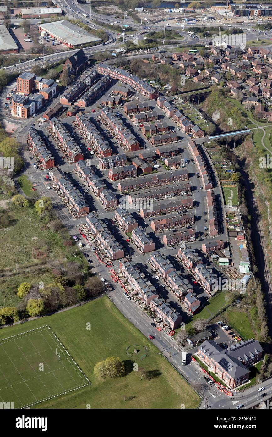 Luftaufnahme der Cross Green Road, Leeds LS9 Stockfoto