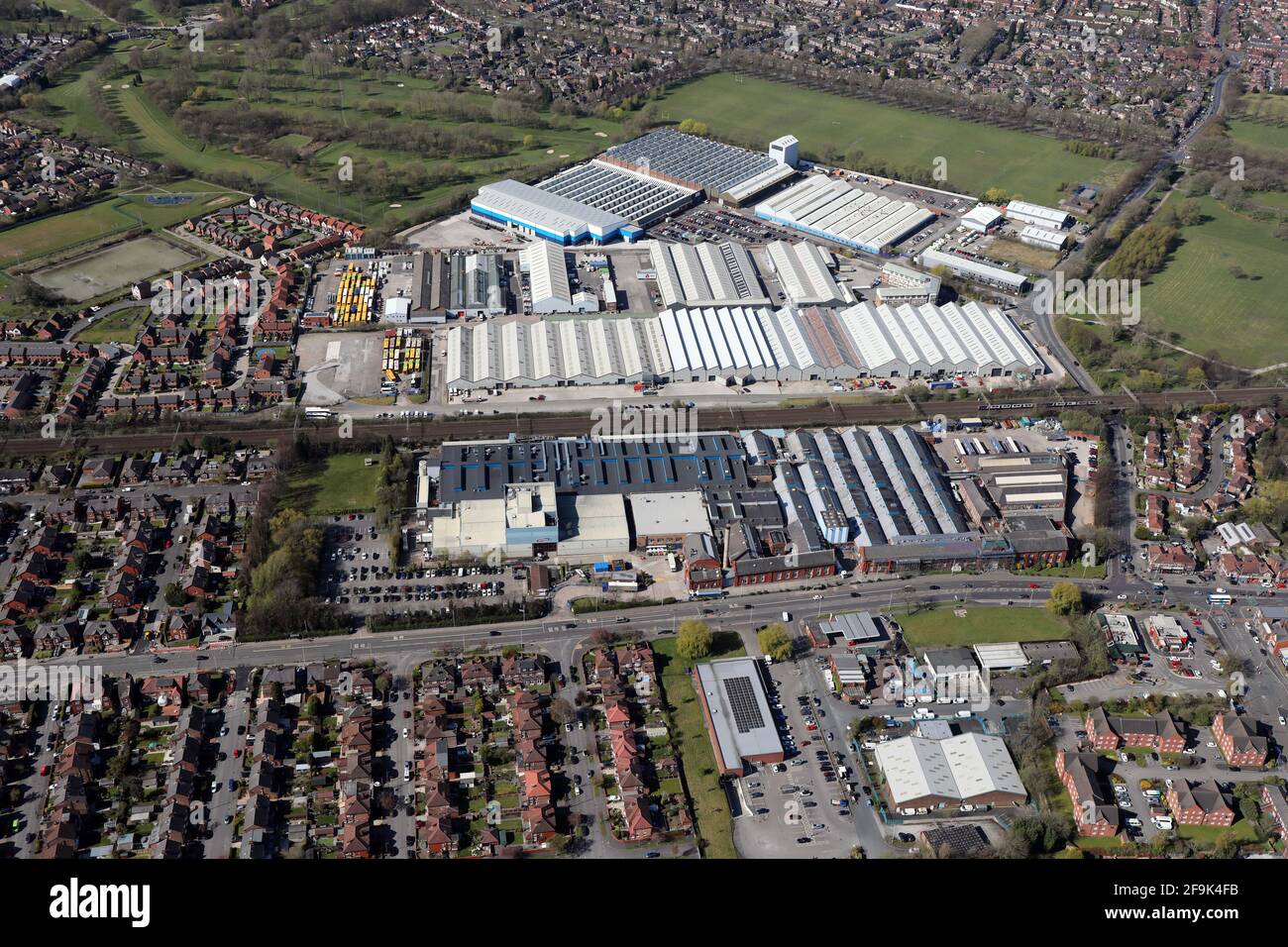 Luftaufnahme der McVities-Fabrik, pladis Manchester Factory & Discovery Park in Stockport, Manchester Stockfoto