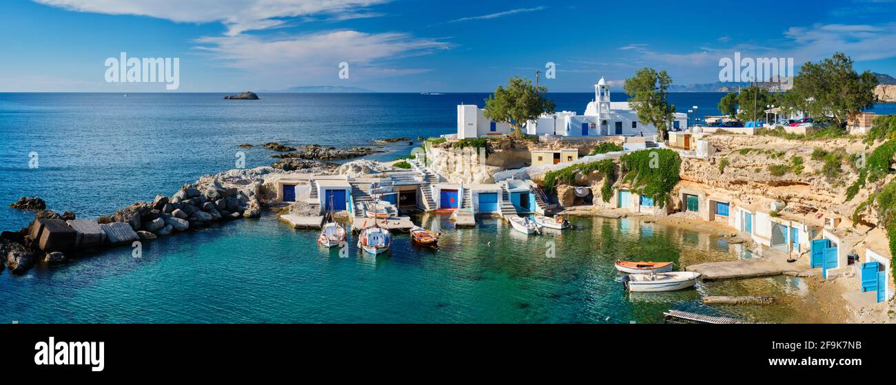 Mandrakia Dorf auf der Insel Milos, Griechenland Stockfoto