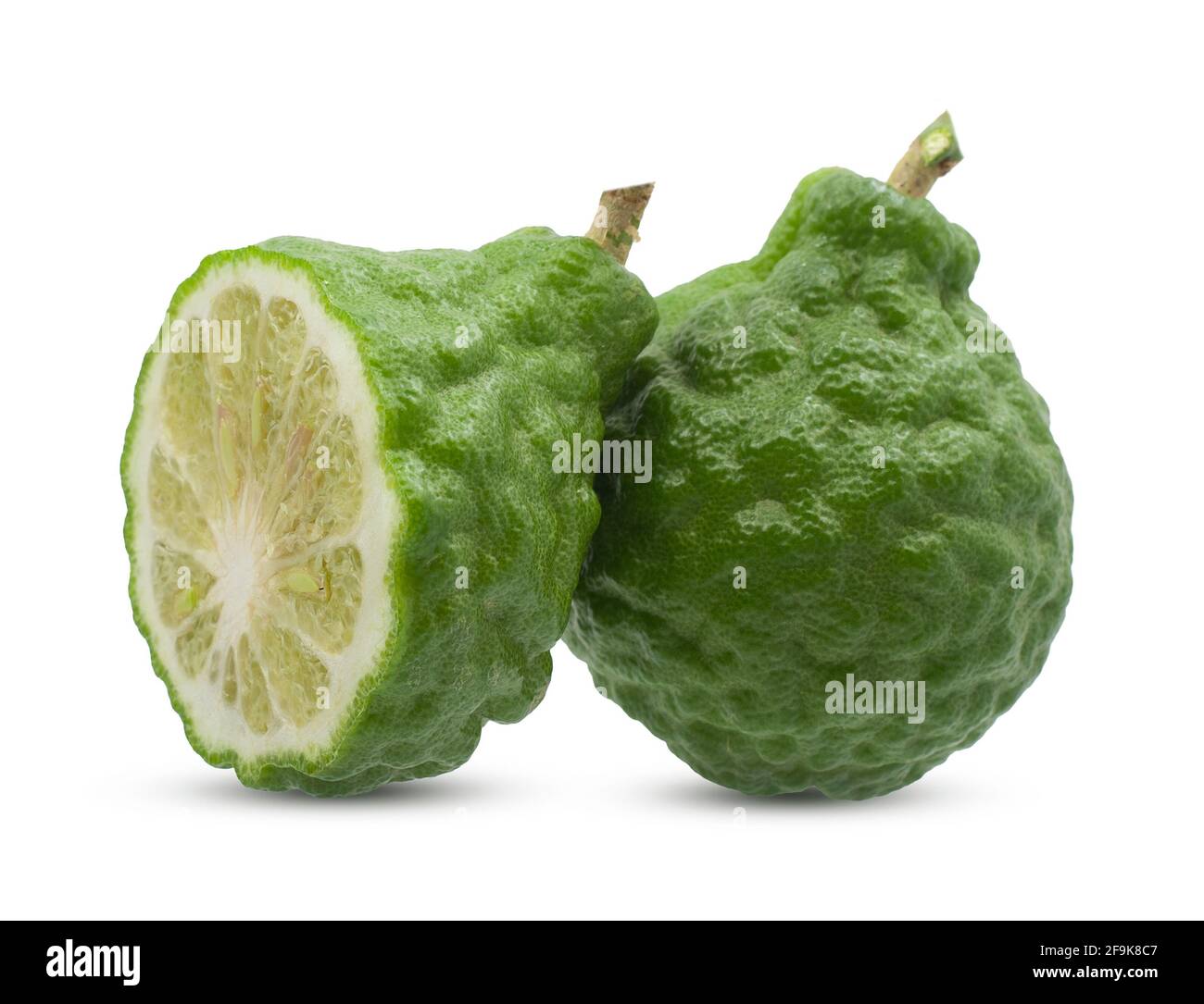 Einzelobjekt der Bergamotte Frucht isoliert auf weißem Hintergrund Stockfoto