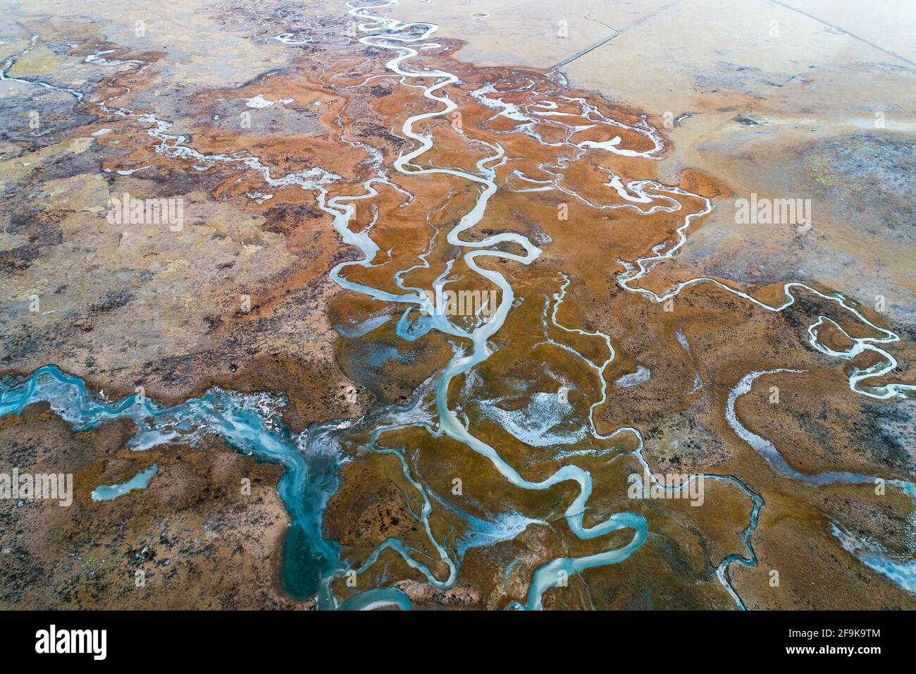 Luftaufnahmen der Naturlandschaft des Guomang Wetlands Stockfoto