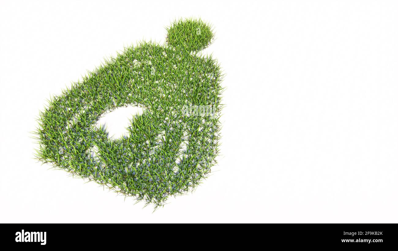Konzept oder konzeptuelle grüne Sommer Rasen Gras Symbol isoliert weißen Hintergrund, Zeichen der Schwangeren. 3d-Illustration Metapher für Mutterschaft Stockfoto