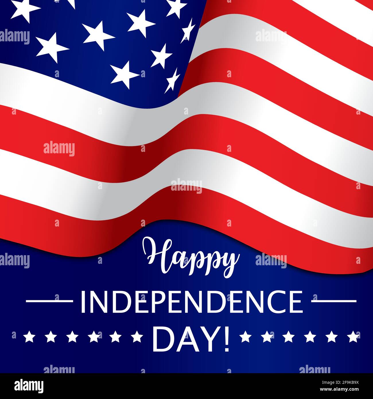 Unabhängigkeitstag, 4. Juli, USA American Holiday Vector Poster. Happy Independence Day oder US-amerikanische Flagge und Sterne für den 4. Juli Feier von Stock Vektor