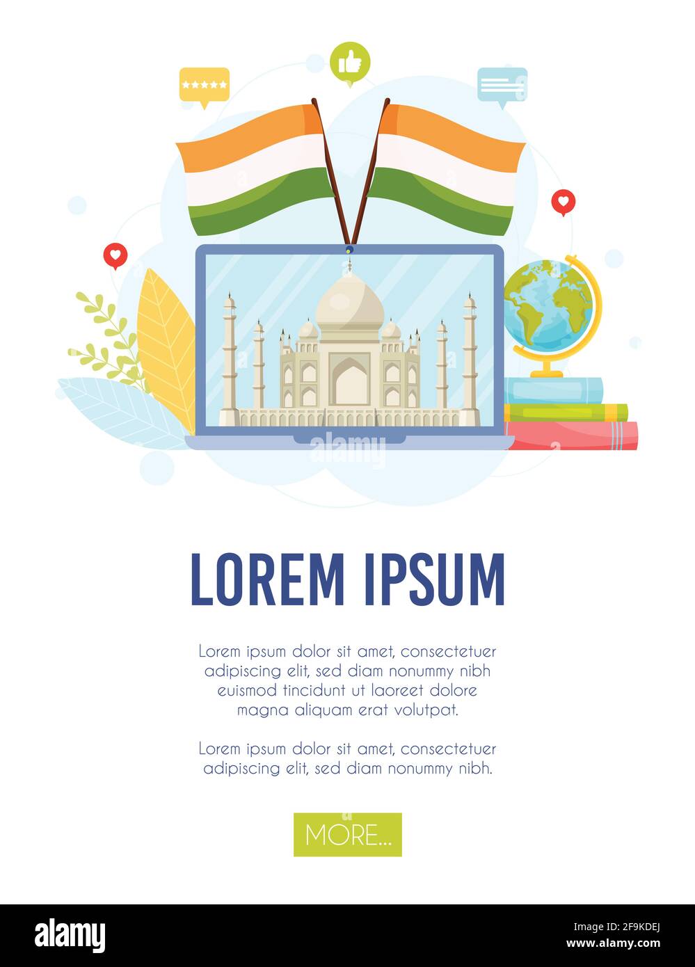 Erfahren Sie mehr über das Konzept Indien. Vektorgrafik. Stock Vektor