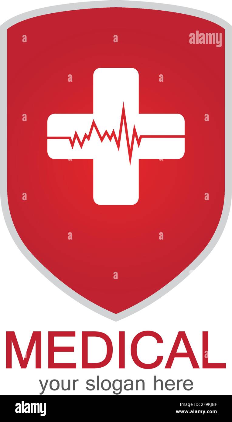 Schild-Symbol mit medizinischer Apotheke auf weißem Hintergrund isoliert Stock Vektor