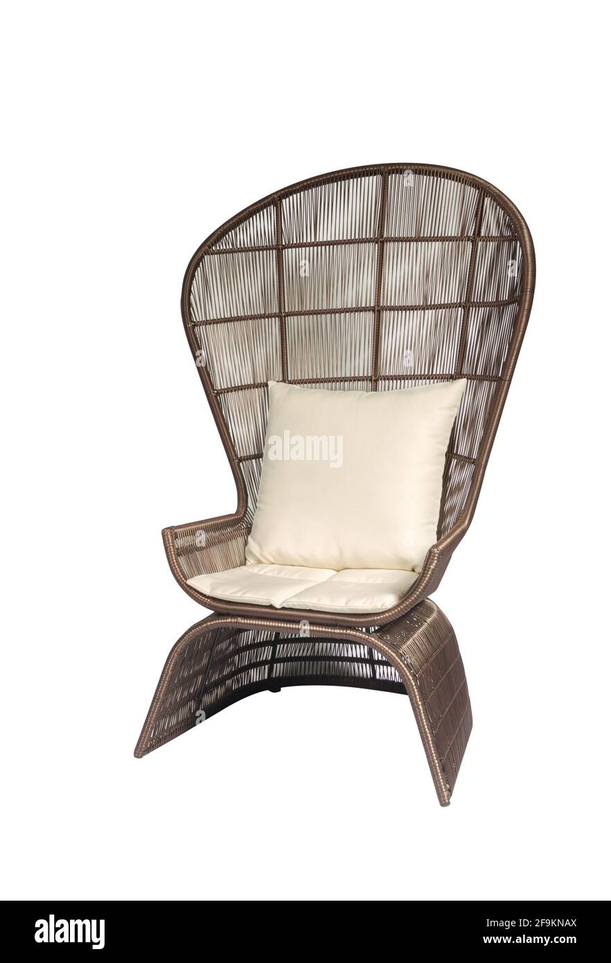 Brauner Outdoor-Sessel isoliert auf weißem Hintergrund Stockfoto