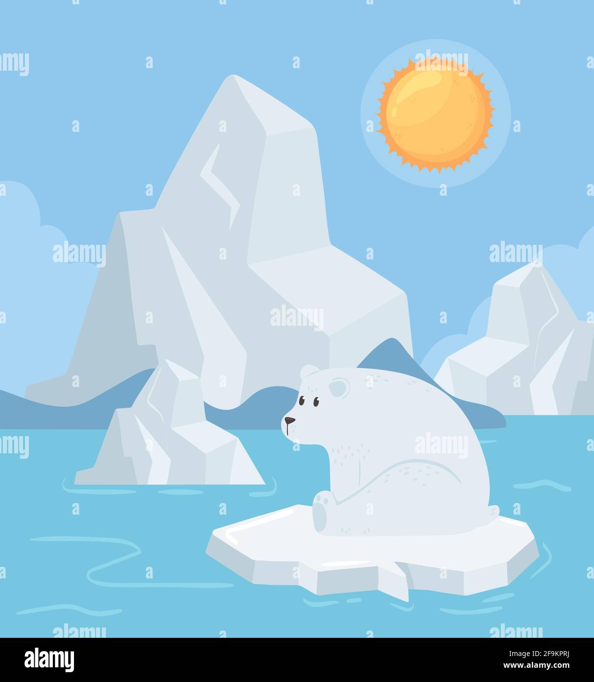Eisbär, globale Erwärmung geschmolzenes Eis Stock Vektor