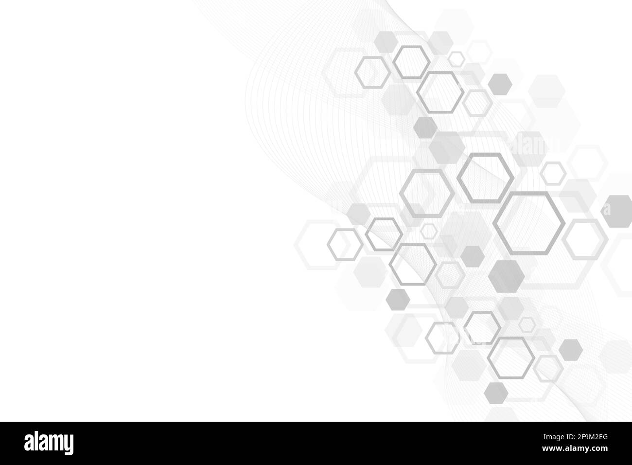 Abstract medizinischer Hintergrund DNA-Forschung, Molekül, Genetik, Genom, DNA-Kette. Genetische Analyse Kunstkonzept mit Hex, Sechsecken, Linien, Punkten Stockfoto