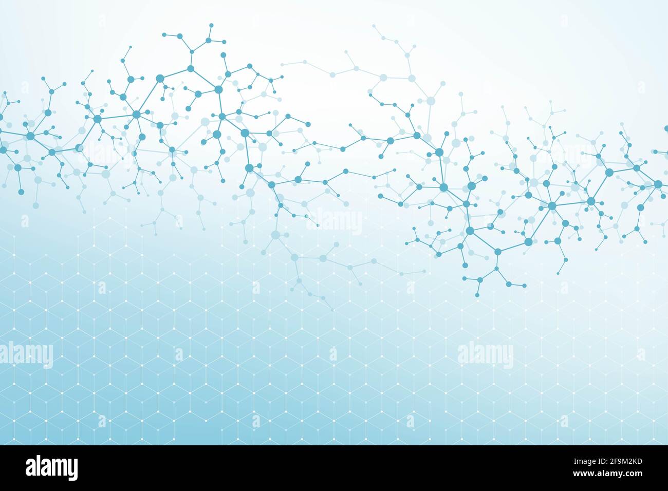 Wissenschaftlicher Molekülhintergrund für Medizin, Wissenschaft, Technologie, Kybernetik, Chemie. Tapete oder Banner mit einem hex DNA-Moleküle. Geometrisch Stockfoto