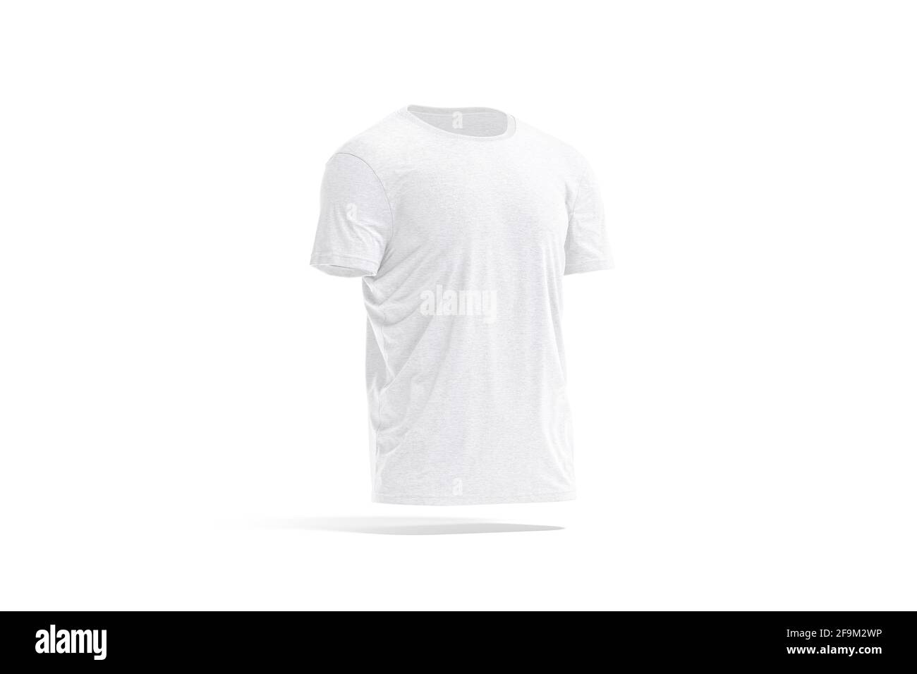 Blank weißes faltiges T-Shirt-Modell, Seitenansicht Stockfoto