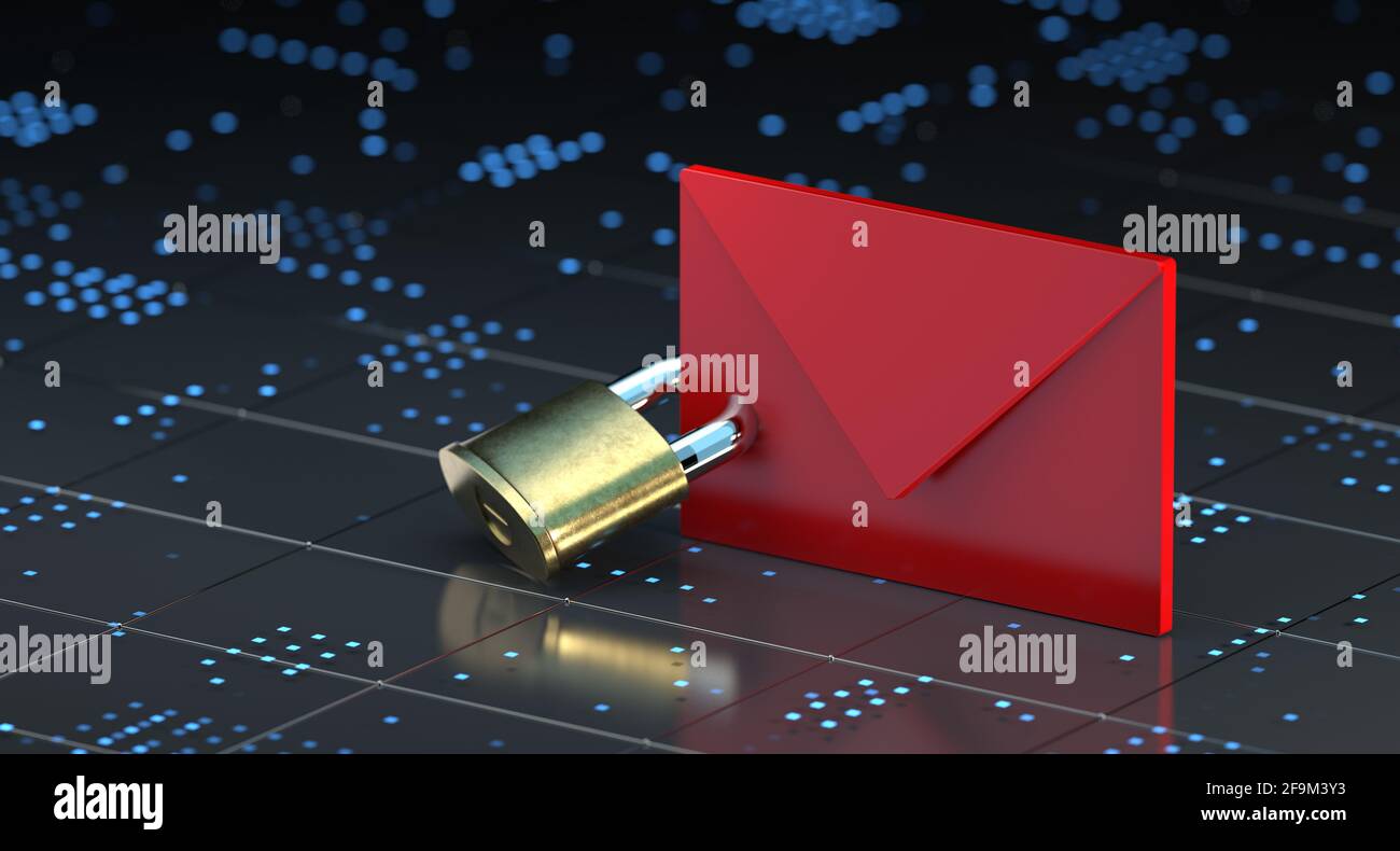 Cybersicherheit Internet-E-Mail-Netzwerke Phishing-Sicherheit, Verschlüsselte Passwortgeschützte Informationen Stockfoto