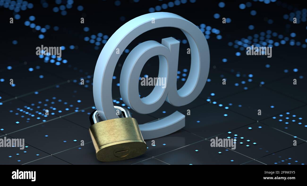 Cybersicherheit Internet-E-Mail-Netzwerke Phishing-Sicherheit, Verschlüsselte Passwortgeschützte Informationen Stockfoto