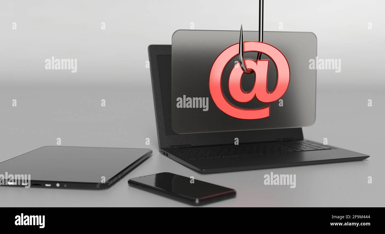 Cybersicherheit Internet-E-Mail-Netzwerke Phishing-Sicherheit, Verschlüsselte Passwortgeschützte Informationen Stockfoto