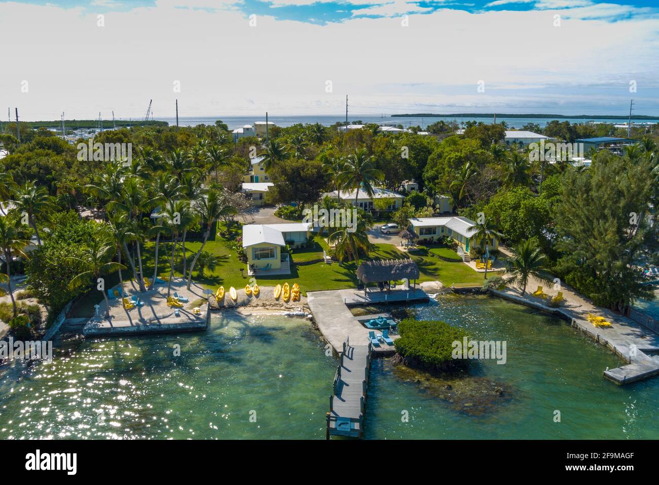 Luftaufnahme eines kleinen Hotelresort in Key Largo Florida USA Stockfoto