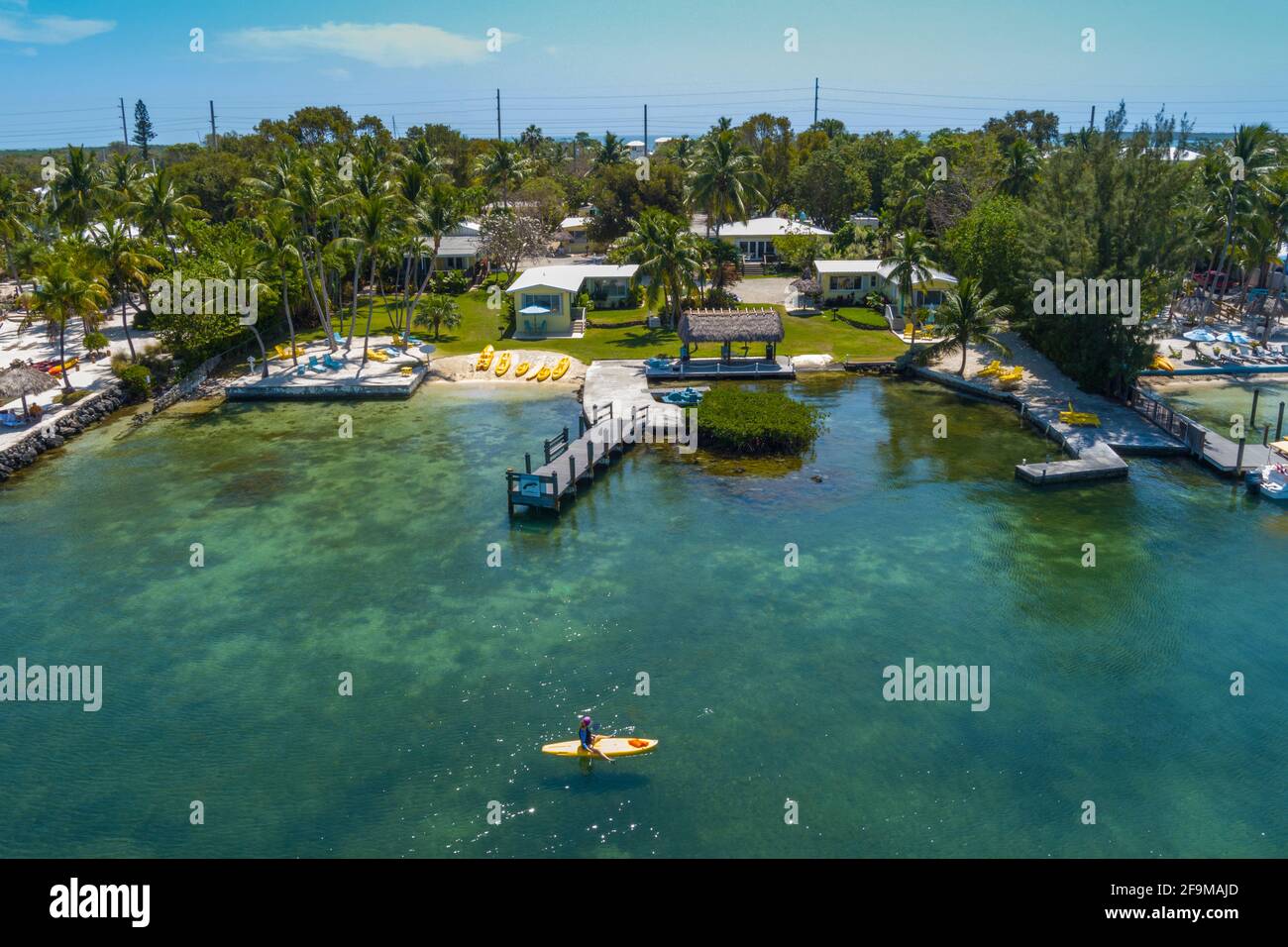 Luftaufnahme eines kleinen Hotelresort in Key Largo Florida USA Stockfoto