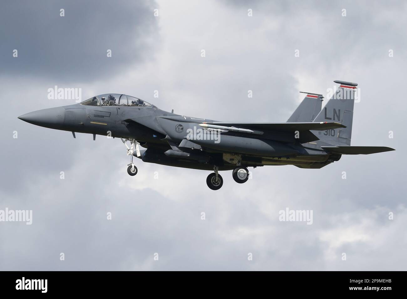 494th Fighter Squadron F-15E Rückkehr nach RAF Lakenheath, Suffolk. Stockfoto