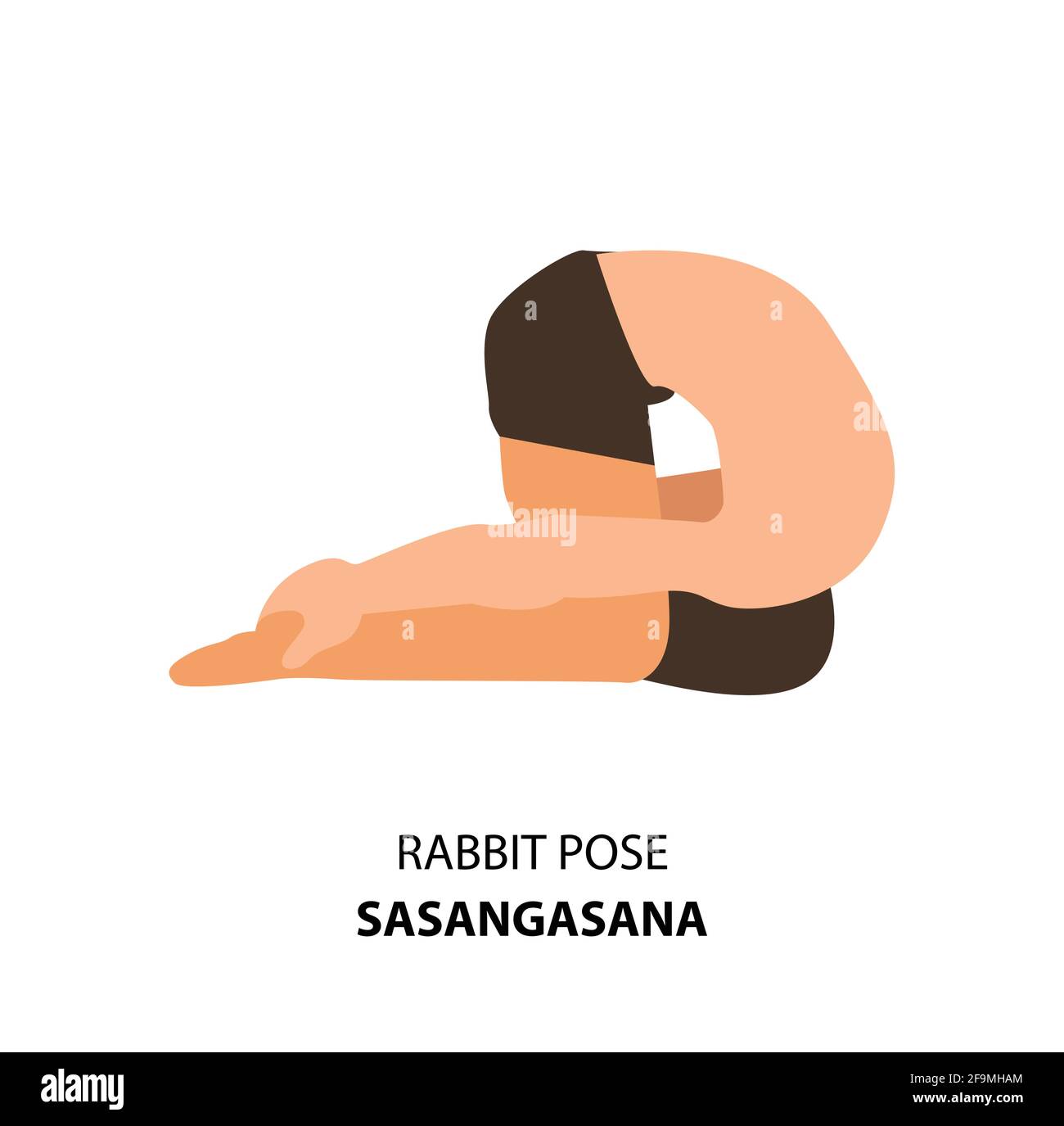 Mann praktiziert Yoga Pose isoliert Vektor Illustration. Mann, der in Hasenhaltung oder in Sasangasanpose steht, Yoga Asana Ikone Stock Vektor