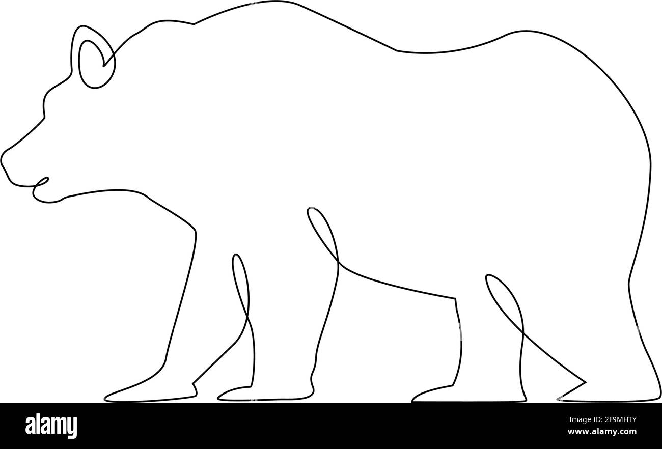 Minimalistisches One Line Bear Icon. Bär eine Linie Hand Zeichnung kontinuierliche Art Print, Vektor-Illustration. Freie Einzelzeilzeichnung von Wildbären. Leitung dra Stock Vektor