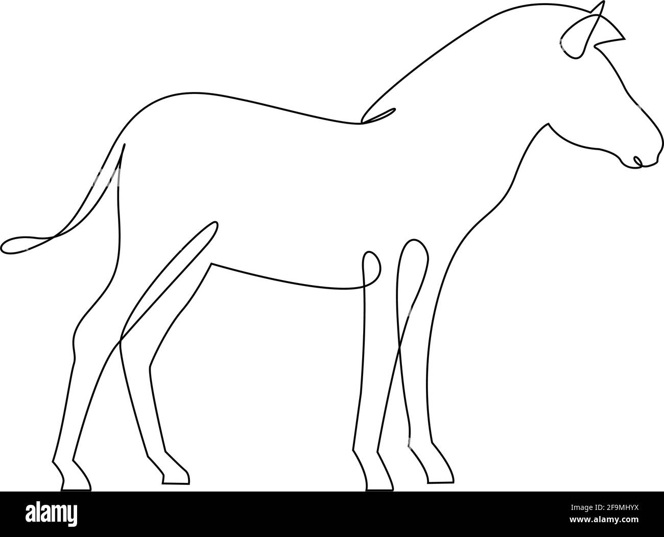 Minimalistisches One Line Zebra-Symbol. Linie Zeichnung Tier Tattoo. Zebra eine Linie Hand Zeichnung kontinuierliche Kunst, Vektor-Illustration. Freies einzeiliges drawin Stock Vektor