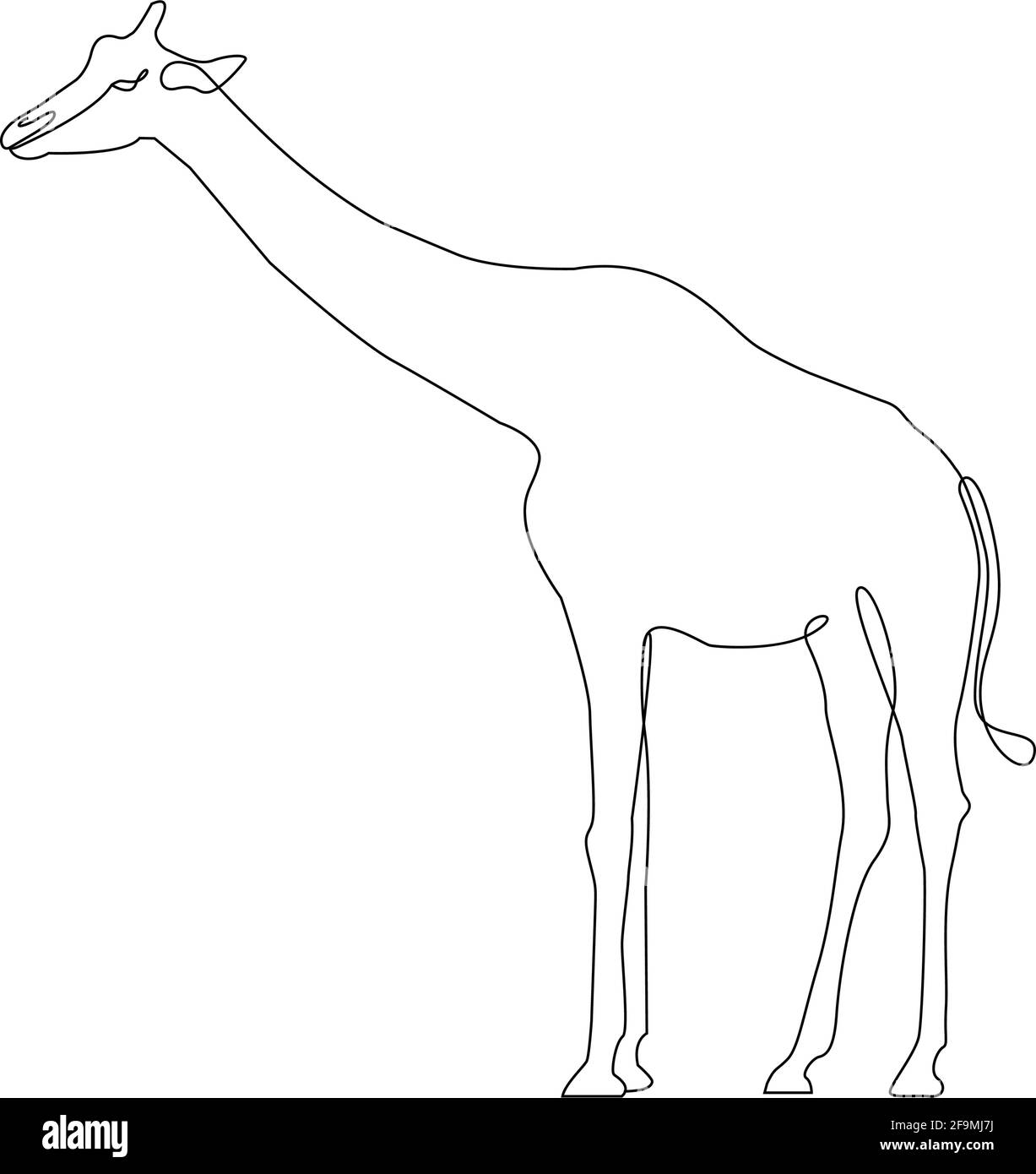 Minimalistisches One Line Giraffe-Symbol. Linie Zeichnung Tier Tattoo. Giraffe eine Linie Hand Zeichnung kontinuierlichen Kunstdruck, Vektor-Illustration. Frei, einfach, lin Stock Vektor