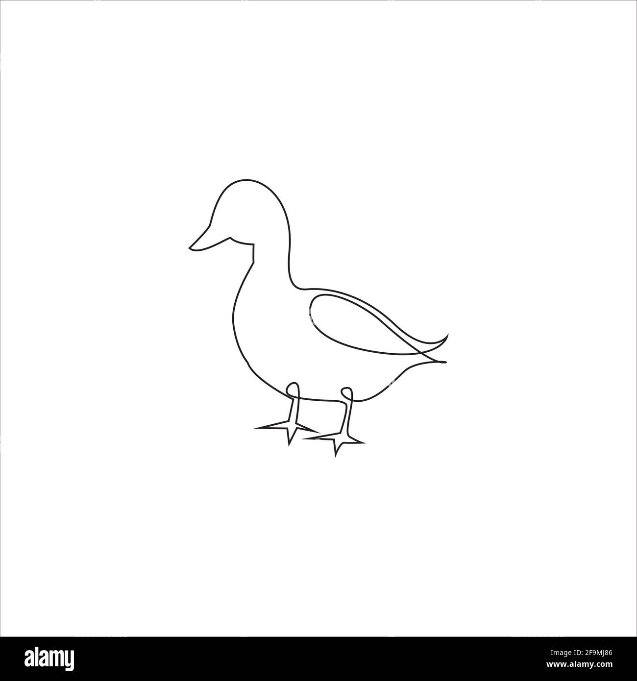 Minimalistisches One Line Goose oder Duck Icon. Linie Zeichnung Schwan Tattoo. Bauernhof Tiere oder Vögel eine Linie Handzeichnung Continuous Art Print, Vector Illustrat Stock Vektor