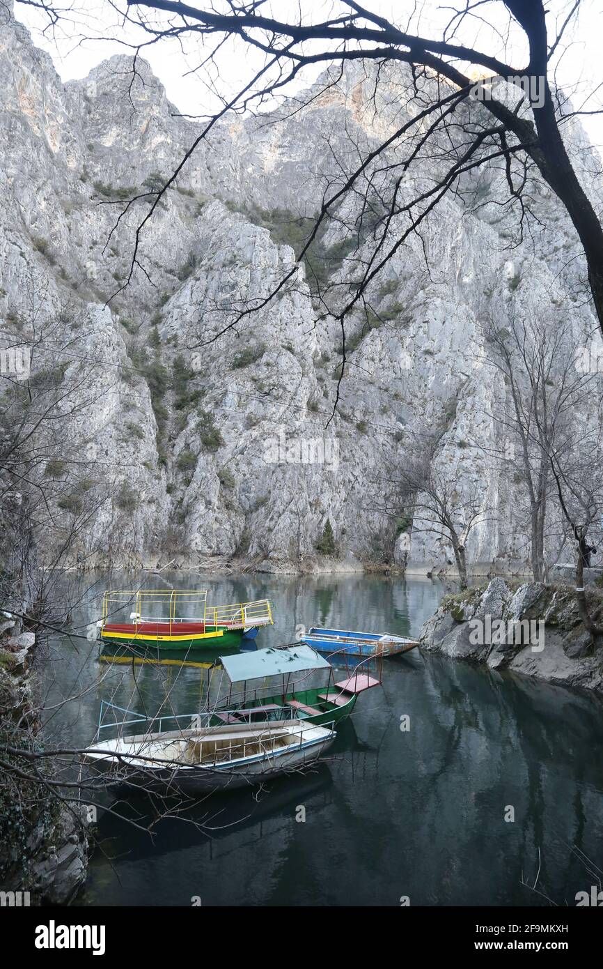 Matka Canyon in Skopje, Mazedonien. Matka ist eines der beliebtesten Outdoor-Ziele in Mazedonien. Stockfoto