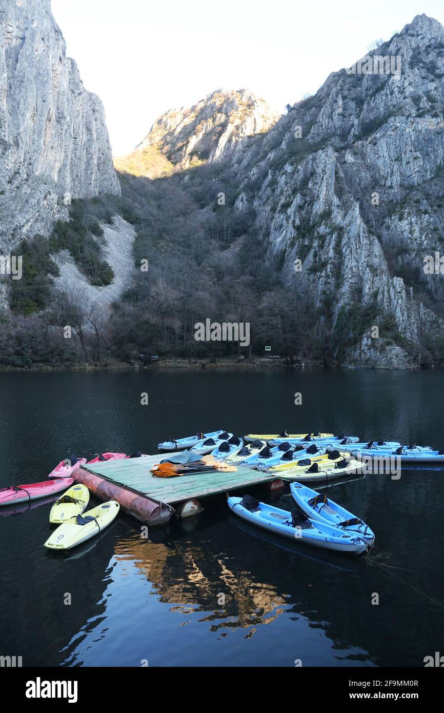 Matka Canyon in Skopje, Mazedonien. Matka ist eines der beliebtesten Outdoor-Ziele in Mazedonien. Stockfoto