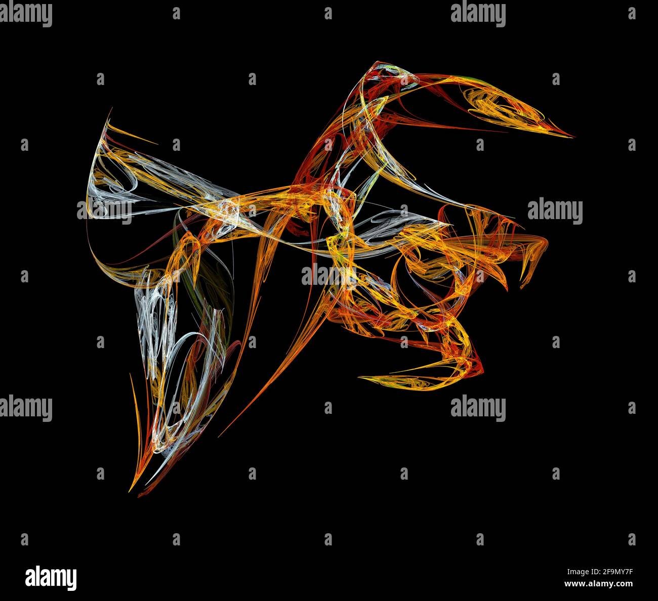 Surreales Bild einer fraktalen Flamme, farbenfrohe digitale Kunst abstrakte Kreatur Stockfoto