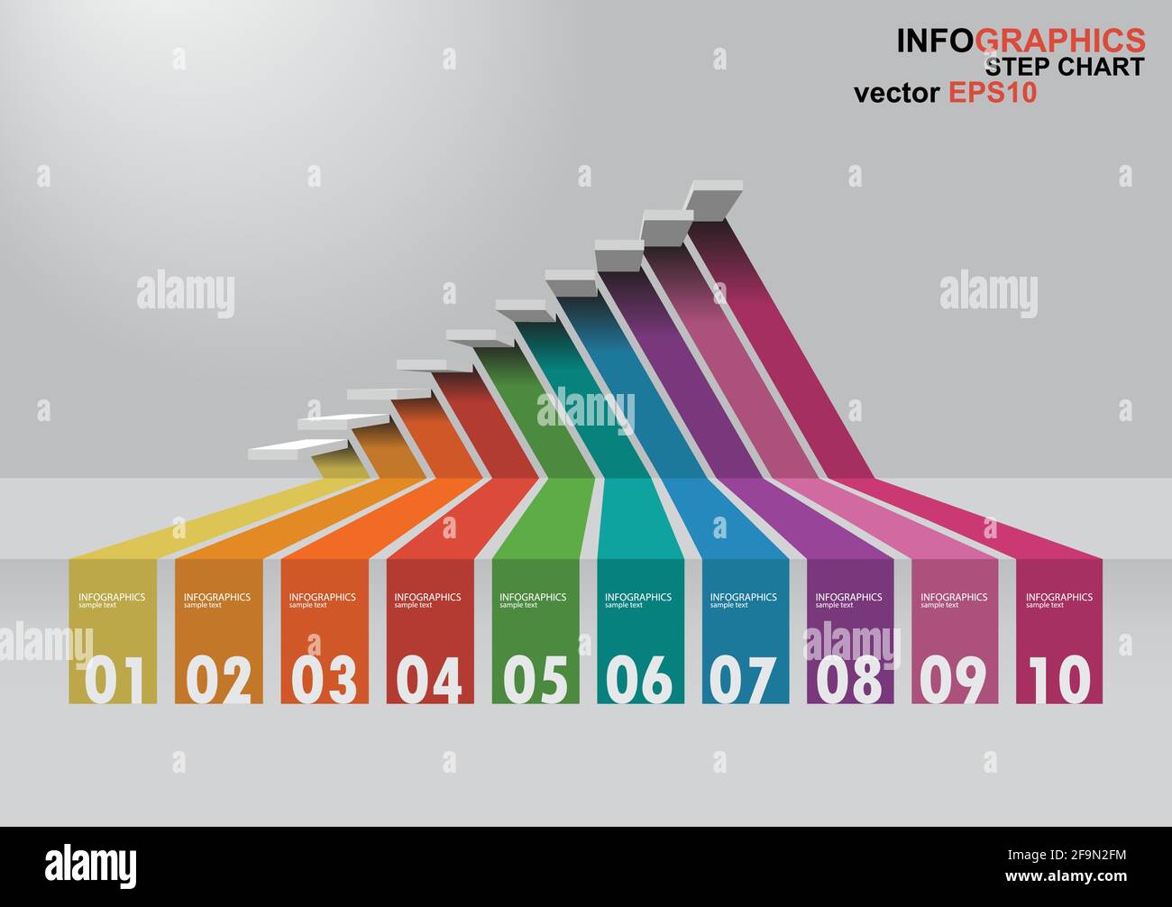 Die 3-dimensionale Treppe hat Schatten für EPS 10 Vektor Infografiken Stock Vektor